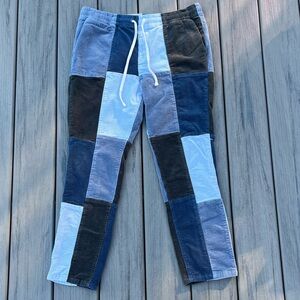 PacSun; Blue/Grey; Corduroy Patchwork Pants; Regular/Tapered; Unisex; Slim Med